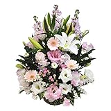 ほんまもん屋 ユリが入ったお供えフラワーアレンジメント (白＋ピンク系) アレンジメント 法要 四十九日 お盆 お供え お悔み フラワーギフト 生花 プレゼント 生花 お彼岸 お見舞い ペットロス 虹