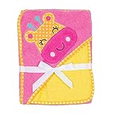 Giraffe Hooded Baby Bath Towel Wrap and Washcloth Set in Pink and Yellow by Baby Gear