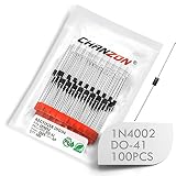 （100個入り）Chanzon1N4002整流ダイオード1A100V DO-41（DO-204AL）アキシャル4002 IN40021アンペア100ボルト電子シリコンダイオード