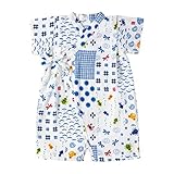 MIKIHOUSE(ミキハウス)二重織ガーゼ パッチワーク柄プッチー甚平オール SS(50-60cm),白