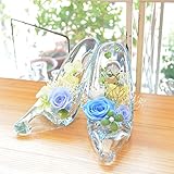[florence du]プリザーブドフラワー プリンセスハイヒール 2足セット サムシングブルー クリアケース付 ガラスの靴 婚約 プロポーズ 結婚祝い 結婚記念日 敬老の日