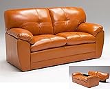 合皮製 レトロモダン 幅160cm 2人掛けソファ 肘付き オレンジ