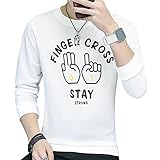 Gaosa メンズ トップス 長袖 英字 ジャージー トレーナー クルーネック カジュアル おしゃれ カッコいい 個性的 (白, 3XL)