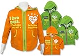 ■春秋物【I lovePaPa&Mama】アイラブパパ&ママラバープリント裏毛長そでパーカー90cm パパオレンジ
