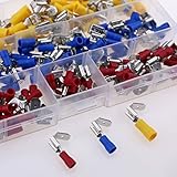 Glarks 140pcs 22-16 / 16-14 / 12-10 Gauge Semi-Insulated Piggy Back Spade Quick Splice Crimp Termina