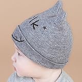 かわいい帽子　 ニット帽 キッズ こども 暖か帽子 男女兼用 子供　綿帽子 (グレー)