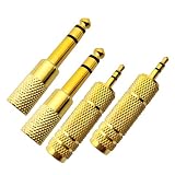 Voluty Tek 3.5MM オス to 6.35MM メス アダプター 1/4 メス to 1/8 オス オーディオアダプター ギター/ヘッドホン用 4 pack