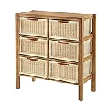 チーク無垢材とラタンのランドリーチェスト ランドリー チェスト チーク 無垢 木製 籐 引き出し バスケット かご 衣類 収納 代引不可 ポイント10倍