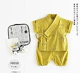 SARIA 新発売 ベビー服　肌着 柔らかい浴衣　和尚服　ロンパース　和装フォーマル　上下セット カバーオール 赤ちゃん　新生児　服　 (80＃, 半袖イェイロー)