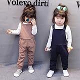 110cm ブラウン 上下セット オーバーオール カバーオール キッズ かわいい ベビー サロペット 秋服 冬服 (110, カーキ)