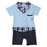 Ochine 新生児　幼児　男の子 子供服 カッコイイ　ロンパース　セット　子供服　0-2歳設定　短袖 カバーオール 2色選べる　 (95, ブルー)