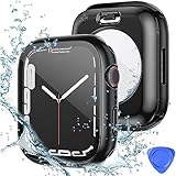 ZIZUCHLE for Apple Watchケース 45mm 44mm 41mm 40mm 【3 in 1防水設計】 取り外しツール付き アップルウォッチ液晶保護フィルム+防水保護ケース+背面ケースの3 in 1デザイン Series 8/7/6/SE3/SE/5/4高タッチ感度 PC素材 全面保護 防傷 衝撃吸収 (Series6/5/4,44mm,ブラック)