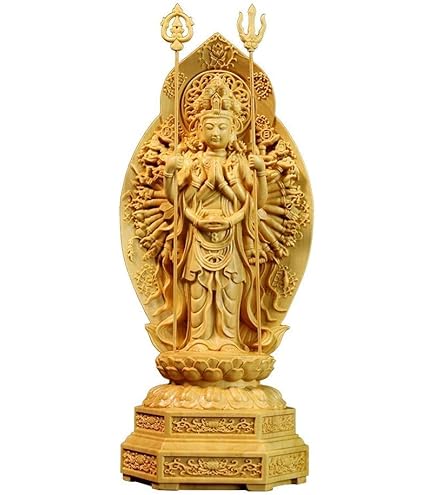 菩薩の置物 Amazon｜[AiO JAPAN] 置物 黄金 千手観音菩薩 杖 両手 風水 置物