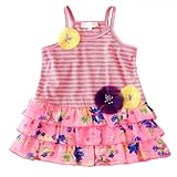 Baby Sara ベビーサラ ボーダー＆フラワープリント切り替えチュニック 18M ピンク bsss1402-01