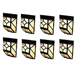 Flameer LED ソーラーライト（8個）　壁掛け　ウォールライト　高輝度　屋外 玄関 ガーデン 通路 車道　省エネ　取り付け簡単　階段ライト　太陽光発電ライト　全3種選択 - 暖白ｘ８