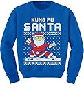 TeeStars Kung Fuサンタ醜いクリスマスセーターFunny幼児/子供用スウェットシャツ カラー: ブルー