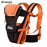 おんぶひも おんぶ ひも式子守帯 タテ抱っこ 抱っこひも おんぶ紐 2Way 保育園 快適 メッシュ 足入れ有りタイプ＆頭当て付き (オレンジ)