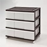 チェスト タンス ワイド カラフルチェスト ３段 ブラウン