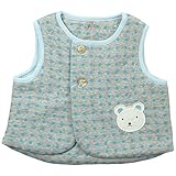 《秋冬春対応》(日本製) Pample Mousse(パンプルムース) 接結両面ドット柄裏キルトベスト F(50cm~70cm)/BL NO.DP-73561