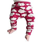 MIOIM ベビー服 子供服 ロングパンツ 雲柄 レギンス 女の子 男の子 かわいい 新生児 歩行服 出産お祝い 記念日 スポーツ 運動会 旅行 キッズ PPパンツ (レッド, 80CM)