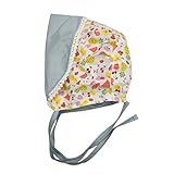 PER ベビー帽子　新生児用　キャップ　フルーツパターンとレース付き　コットン　調節可能　両側面使用可能　通気性良好 グレー/オレンジ