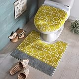 [ベルメゾン] トイレマット フタカバー 2点 セット 北欧調 デザイン 清潔仕様 マスタード 標準マット&温水フタセット