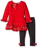Rare Editions Baby Girls' Sweater Knit Legging Set Red/Black 24M [並行輸入品]