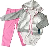 Carter's （カーターズ） ロンパース ボディースーツ フード付カーディガン パンツ 3点セット 綿100% 3-Piece Hooded Cardigan Set (24M)