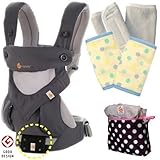 ベビーウエストベルト付エルゴベビー 抱っこ紐 360スリーシックスティ/カーボングレー　【正規品2年間保証-SG認定付】本体＋パッド２個+収納ポーチ付 ERGO Baby