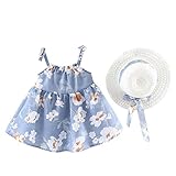 (プタス)Putars幼児の赤ちゃんの女の子のコットンノースリーブフラワーの服パーティープリンセスの帽子と帽子6ヶ月 - 24ヶ月