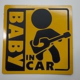 BABY IN CAR 赤ちゃん 乗車中 ( 12cm マグネット ステッカー ギタリスト )