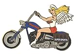 HootersブロンドAngel Biker Girl With Wings Blue Motorcycle / Bikeピン