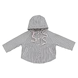 Milkiwai 男の子 ジャケット ストライプ スナップ チャック ヨーロッパ風 長袖 帽子つき上着 かっこいい カジュアル size 100 (ブラック)