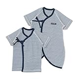 (チャックル) chuckle ビビッド ボーダー 新生児 コンビ肌着 & 短肌着 2枚組 ネイビー 50-60cm P6080-00-32
