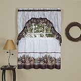 Achim Home Furnishings Woodlands Tailored Tier Pair and Swag Set, 57 by 36", Multicolor