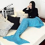 人魚毛布 マーメイド ブランケット 人魚コスチューム 可愛いひざ掛け マーメイド　着る毛布　暖かい　柔らかい 防寒 人魚タイプ マーメイド 着る毛布 (A 靑い)