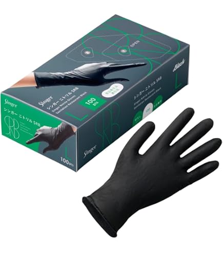 Amazon.co.jp: フジ スーパーニトリルグローブ 粉無し L ブラック 100