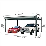 ヨドコウ　ヨドカーポ　パワード　積雪強度3000Nｍ2（積雪100cm）　2台用　基本棟　　KDAS-5650　 　チタンニウムシルバー（TS）