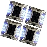 駐車場 道路鋲 ライト 青色 4個セット 暗くなると自動点滅 誘導灯 6灯 LED ソーラー充電(固定用ビス付き)