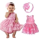 BAOHULU ベビー服女の子　ロンパース　ワンピース　カバーオール　ベビー肌着　ノースリーブ　ヘアバンド付き　ピンクロース　可愛い　ベビー用　カステラスカート