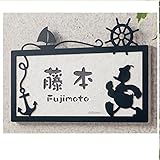 【Disney】ディズニー　ステンレス＆タイル表札・お仕立て券　　タイル色：ホワイト　　フレーム色：ブラック　　ドナルドダック