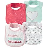 カーターズ Carter's マジックテープタイプ 女の子用ハート大好きSUPER CUTEなよだれかけ4枚セット [並行輸入品]