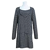 授乳服 チュニック ワンピース ドット柄 授乳口付 長袖 チュニックワンピース ネイビー-M8003 M