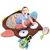 プレイマット ルームマット ベビーマット 安全ミラー ピーロ付き ラトル 大人気 キッズ 子供 プレゼント フクロウ