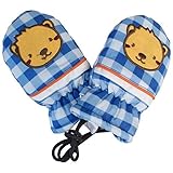 ベビーミトン 手袋 赤ちゃん ベビー 男の子 クマ ミトン手袋 ひも付き てぶくろ サックス TSS(1-2才)