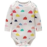 Feidoog　長袖ボディースーツ　カバーオール　ロンパース　新生児　赤ちゃん　綿100%　 Baby　ベビー服　男女兼用　肌着　雲　9-12ヶ月