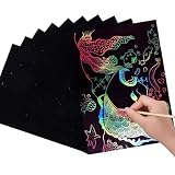 LIANHATA スクラッチアート 4枚入 スクラッチ極細ペン付き 21*29cm A4サイズ スクラッチペーパー レインボー絵 夜景 花火 観覧車 花畑 彫刻アート DIY 削るだけで美しいアート 部屋飾り (アメリカシリーズ)