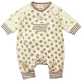 《春秋冬対応》 LoveLoveKids(ラブラブキッズ) ガーゼ裏毛水玉+ゾウ親子Ptモンキーオール 60cm /ベージュ NO.KK-31-1423