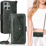 Moto g66j 5G / g66Y 5G 手帳型 Motorola moto g66y 5G ワイモバイル SIMフリー 用 手帳型 モトG66Y 手帳 モトローラ モトG66J case Heofuixt カード収納 適用 スナップ 肩掛け ショルダー 調節可 ストラップ 斜めがけ ポシェット ショルダーケース ストラップ付き カードケース レトロ グリーン