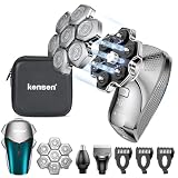 【テレビで紹介】kensen スキンヘッド用シェーバー スキンヘッド シェーバー メンズ 126枚刃 3in1 男性用 IPX6防水 乾湿両用 回転 ひげそり メンズ マグネット式ヘッド 鼻毛カッター LEDディスプレイ コードレス 充電式 父の日 プレゼント ギフトセット（マグネット式替刃付き） (Silver)